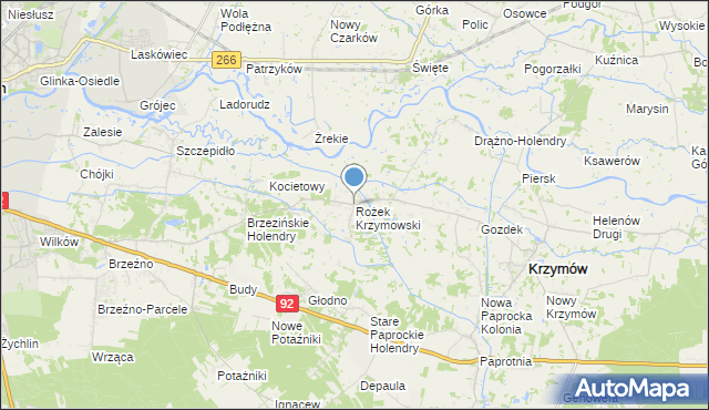 mapa Rożek Krzymowski, Rożek Krzymowski na mapie Targeo